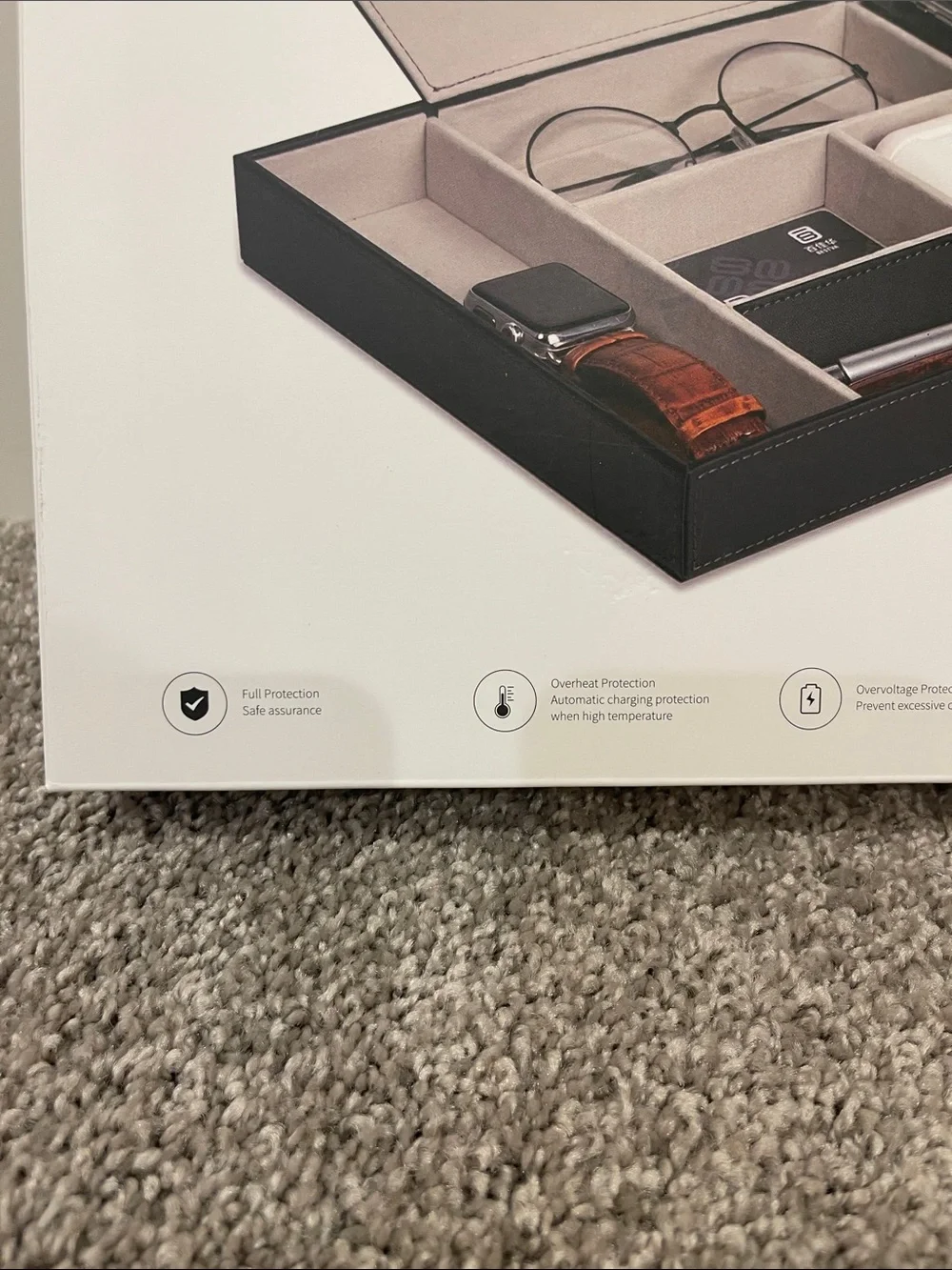 Valet Tray with Wireless Charger - Black and Gray